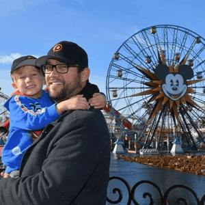 Lucas with Owen Disneyland OP black hat