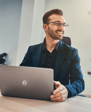 Solo project manager on his laptop