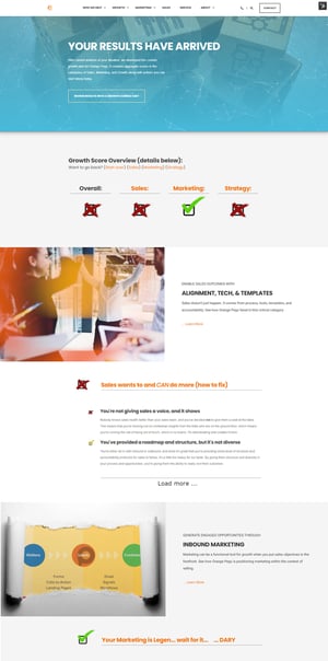 Screen shot of our Busiess Growth Plan Builder Results page